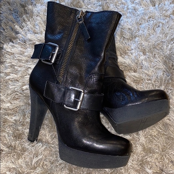 Nine West Black Leather Heeled NWireesh Boots - Picture 1 of 7
